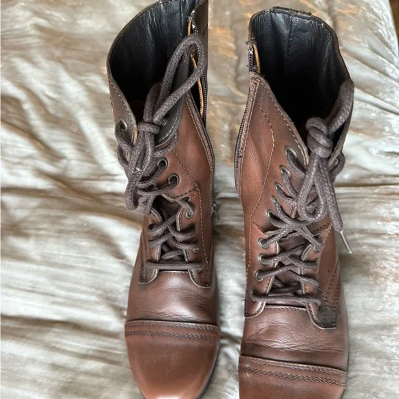 Steve Madden Troopa Brown Leather Combat Boots 9.5 - Picture 4 of 6
